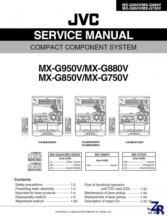 Service Manual - JVC - MX-G950V / MX-G880V, MX-G850V / MX-G750V [PDF]