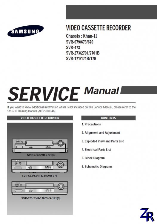 Service Manual - Samsung - SVR-679/673/670, SVR-473, SVR-273/2701/2701B, SVR-171/171B/170 [PDF]