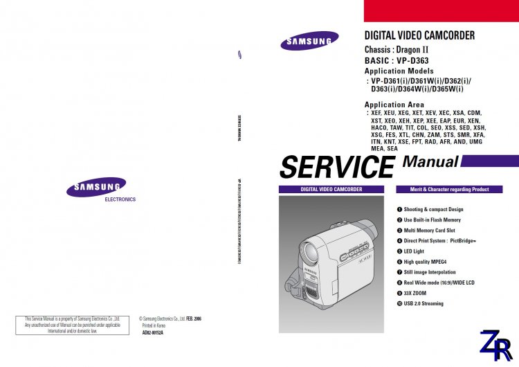 Service Manual - Samsung - VP-D361(i)/D361W(i)/D362(i)/D363(i)/D364W(i)/D365W(i) [PDF]